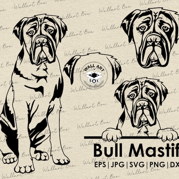 Bullmastiff svg dog full body peeking head ears files for Cricut| Clipart| Vector|  PNG| dxf| printable| Cricut Silhouette| Commercial