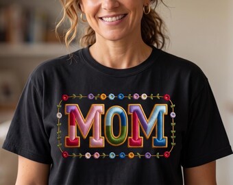 Mama Floral Embroidery PNG, Colorful Mom Shirt Design, Mother’s Day Sublimation, Boho Flower Mama Graphic, Instant Download