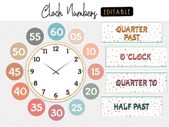 Classroom Clock Labels Clock Activity Rainbow Theme - Etsy
