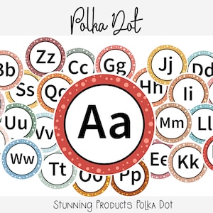 Polka dots ABC Posters Classroom Decor Homeschool Decor Light Rainbow Alphabet Posters for School Room