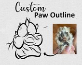 Custom paw pet outline, Digital hand drawn,  custom pet portrait, Drawing from photo, Custom pet sketch, Dog portrait custom, Pet lover gift