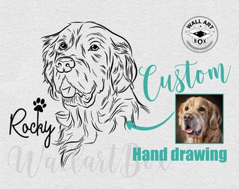 Dessin au trait personnalisé pour animal de compagnie| Portrait de chien ENCRE| Commission Tatouages| Impression d'illustrations artistiques au trait | Croquis d'animal de compagnie à partir d'une photo | Contour de chien| FICHIER NUMÉRIQUE