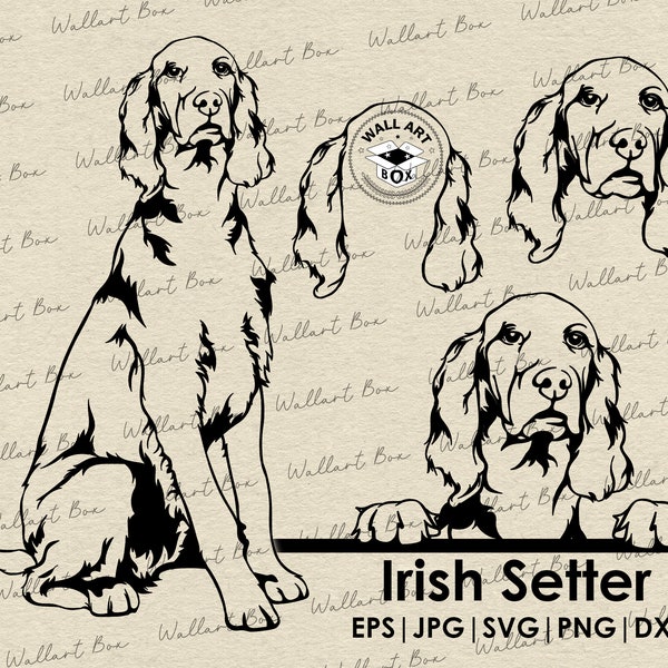 Chien setter irlandais SVG Cricut| Clipart de chiot mignon| Vector Image DXF Télécharger| art imprimable| png| Logo| coup d’œil sur le corps| chemise| Chien Svg| Animal de compagnie svg