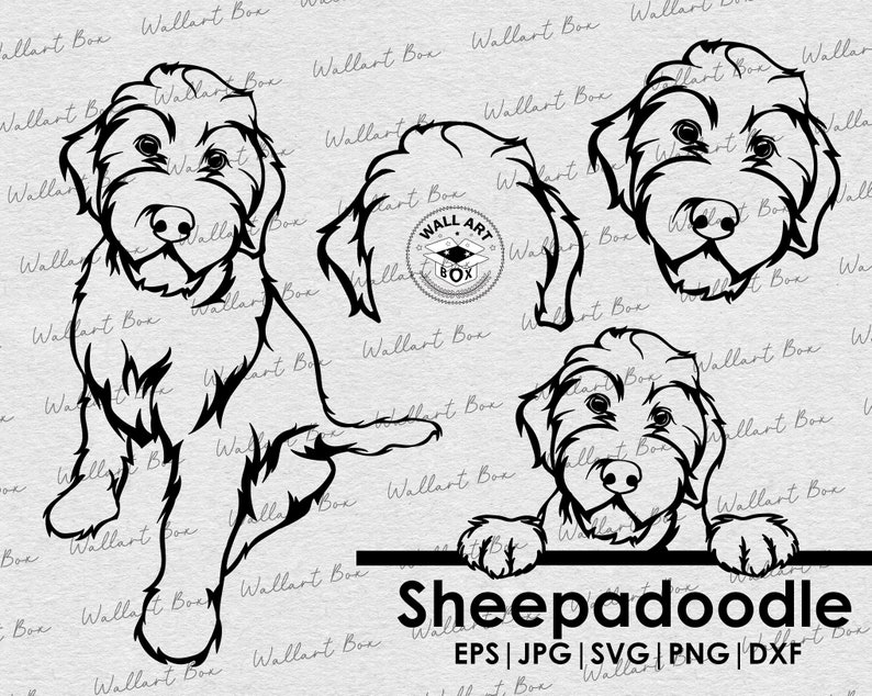 Sheepadoodle Svg Dog Full Body Peeking Head Ears Files - Etsy