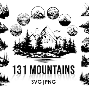 Mountains SVG, File For Cricut, For Silhouette, Cut Files, Forest Scenery Svg - Mountain Clipart - Pine Tree Svg Png, Svg Files