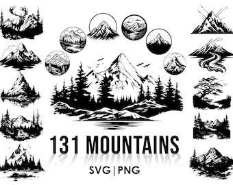 Mountains SVG, File For Cricut, For Silhouette, Cut Files, Forest Scenery Svg - Mountain Clipart - Pine Tree Svg Png, Svg Files