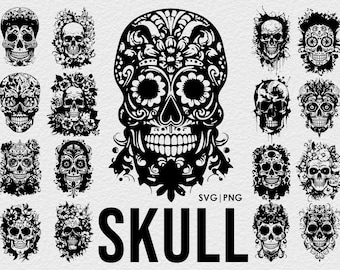 Skull svg bundle, skull png files, skull clipart, Skeleton Svg, Western svg, Longhorn Bull Skull svg, Instant download Skull halloween