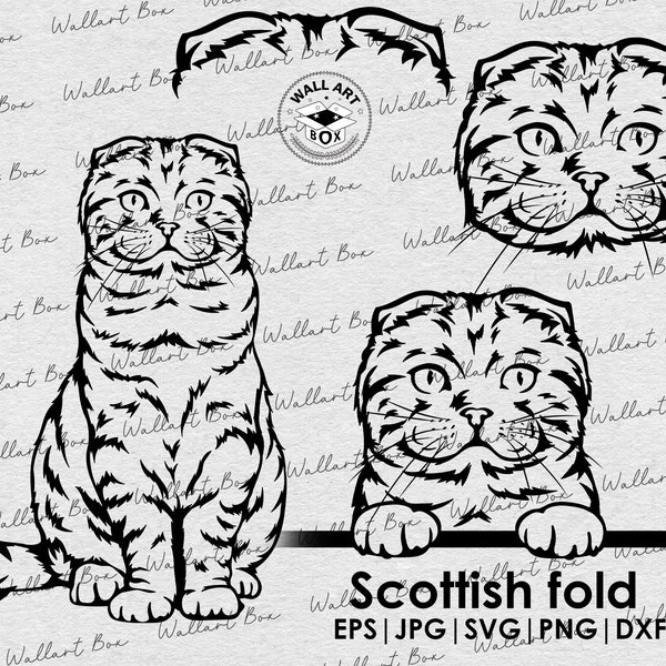 Scottish fold Cat svg| cat full body peeking head ears files Cricut| Clipart| Vector| PNG| dxf| printable| Cricut, Silhouette|vector graphic