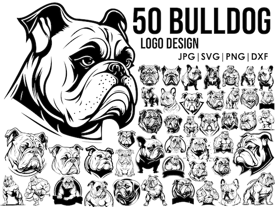 Bulldog Logo Svg Bundle Dog Svg Files for Cricutdog Clipart Vector Image  DXF Download Printable Png Full Body Ears Outline Tattoo, Mug - Etsy