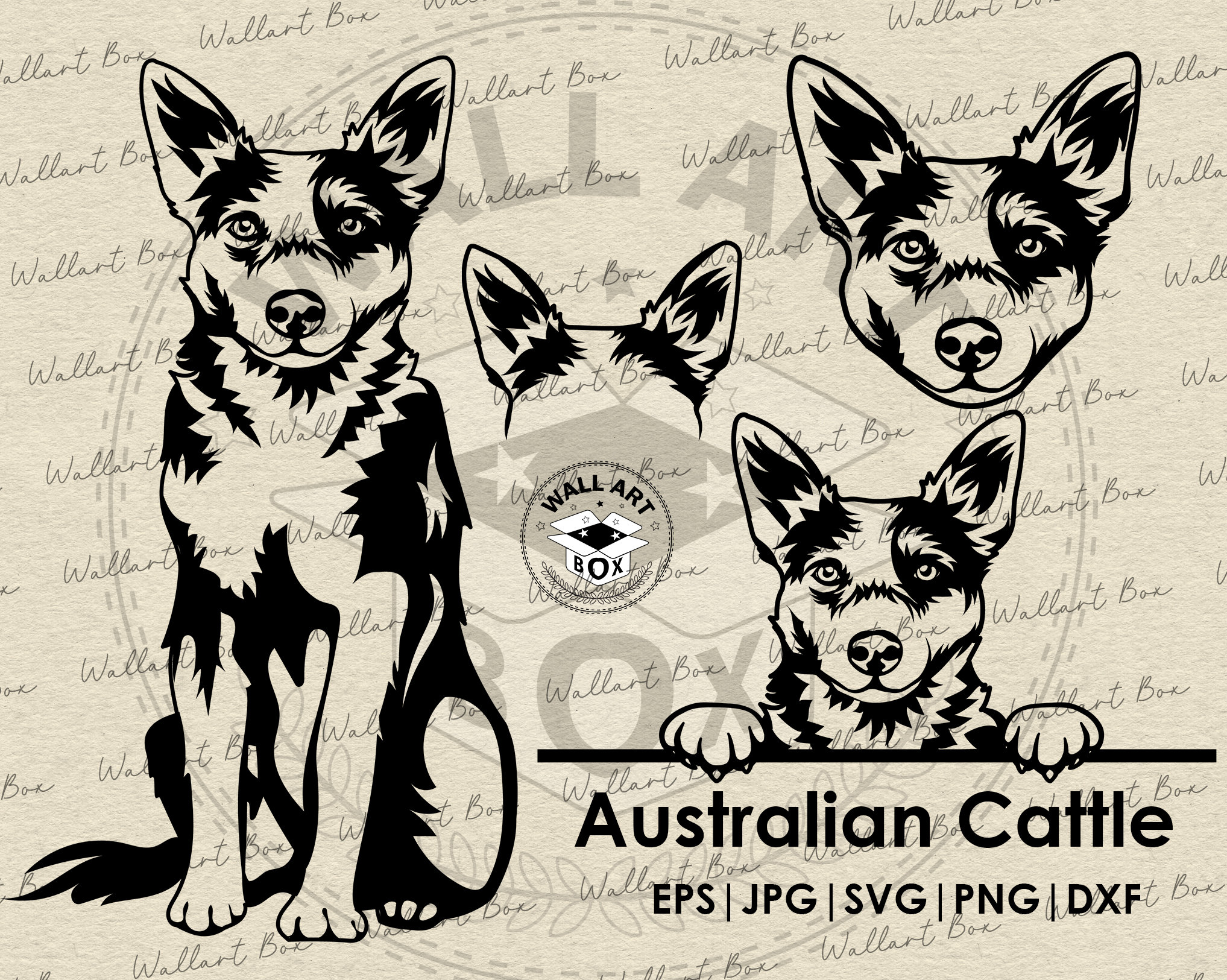 Australian Cattle Dog SVG Cricut Cute Puppy Clipart Vector Etsy Canada
