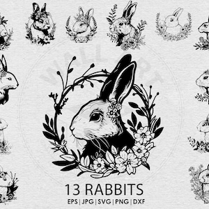 Ostern Blumen Hase SVG Hase Silhouette für Cricut und Schnitt Datei Blume Hase Ostern Schnitt Datei Hase Ostern SVG Blumen Hase cricut