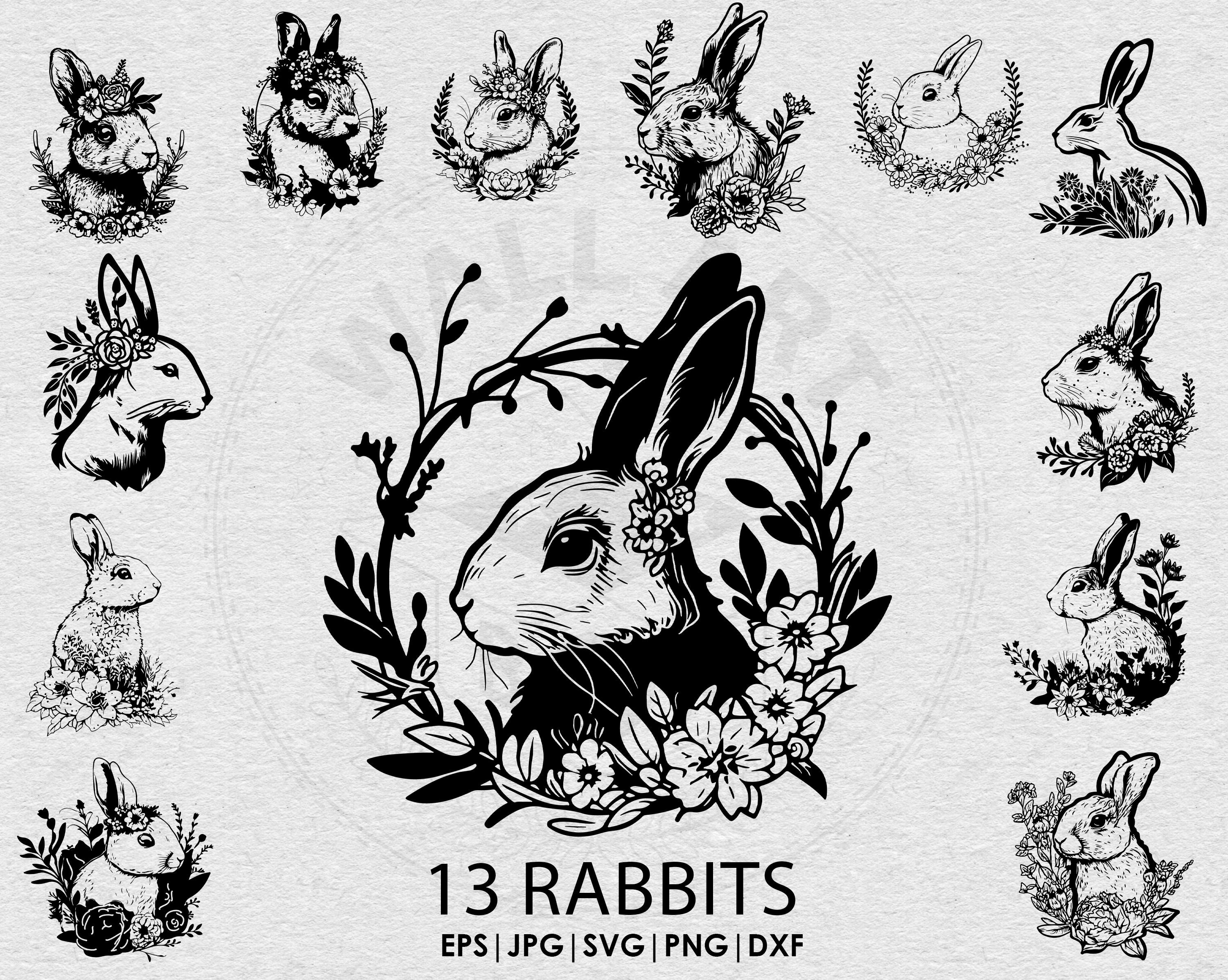 Easter Floral Rabbit SVG Rabbit Silhouette for Cricut and Cut File ...