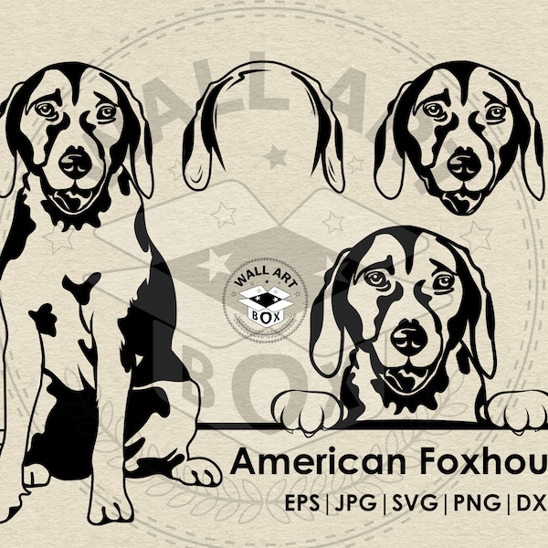 American Foxhound Dog svg| Dog svg files for Cricut| Peeking dog clipart| Vector Image DXF Download| printable art| png| Logo| body peeking