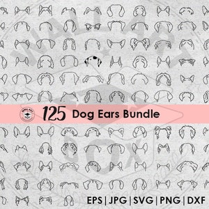 Hond Svg bundel, 125 hond tekening Svg, Tattoo, lijntekening, DXF, PNG bundel, digitale download, compatibel met Cricut silhouet, hond clipart