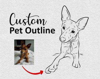Custom pet outline, Digital hand drawn, Full body dog line drawing, custom pet portrait, Drawing from photo, pet sketch, Pet lover gift