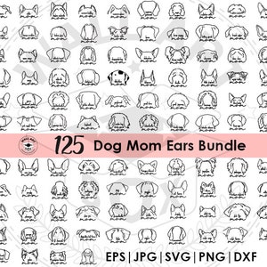 125 DOG ears breed line drawing, clip art, PNG file, SVG File Pet Ear Outline Drawing, Dog Ear Drawing, Dog Ear Tattoo digital files