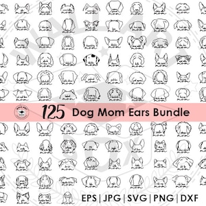 125 DOG ears breed line drawing, clip art, PNG file, SVG File Pet Ear Outline Drawing, Dog Ear Drawing, Dog Ear Tattoo digital files