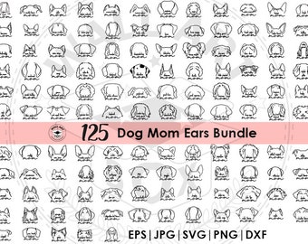 125 DOG ears breed line drawing, clip art, PNG file, SVG File Pet Ear Outline Drawing, Dog Ear Drawing, Dog Ear Tattoo digital files