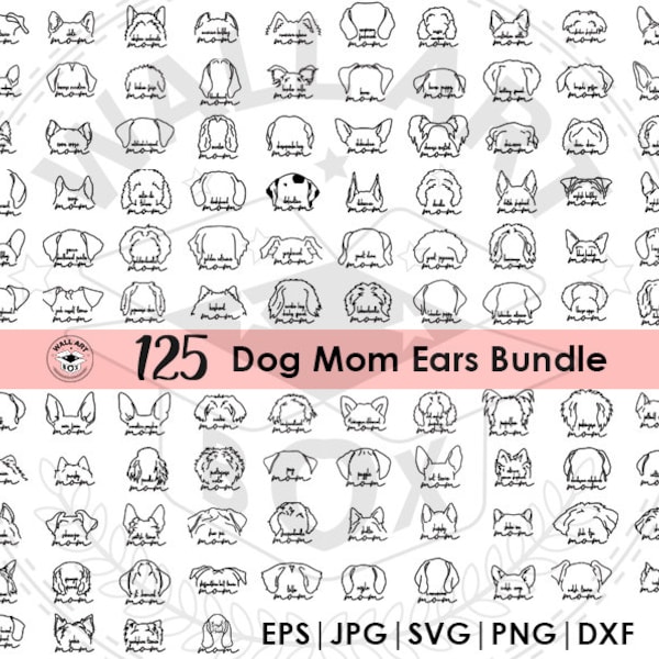 125 DOG ears breed line drawing, clip art, PNG file, SVG File Pet Ear Outline Drawing, Dog Ear Drawing, Dog Ear Tattoo digital files