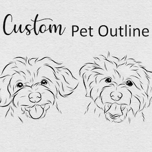Dog line drawing custom, head outline, pet portrait ink, DIGITAL FILE ONLY, Tattoo Commission, Realistic face sketch from photo, ear outline