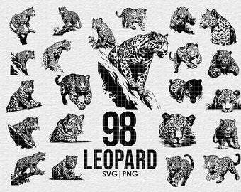 Leopard-98 Vector Illustration Bundle, svg png Bundle, Digital Download, for Cricut, Engraving, Prints, wild animal print