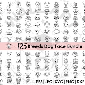 Dog head Svg Bundle,124 Dog Drawing Svg, Dog lover svg, Dog Moma Svg, Dog Dad svg, face print Svg, line  Drawing, Dog Tattoo, t-shirt, mug