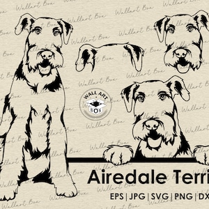 Airedale terrier Dog SVG Cricut| Cute Puppy Clipart| Vector Image DXF Download| printable art| png| Logo| body peeking| shirt| Dog Svg| Pet