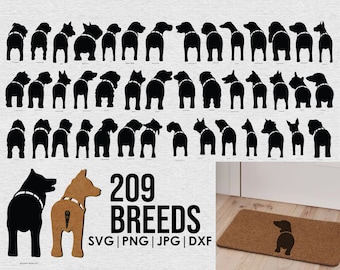 209 Hundeleine Halter Silhouette Bundle SVG, Hund Butt Leine Halter für Wand, Hund hängen Zeichen, SVG-Datei, digitaler Download, Hund Form Cricut.