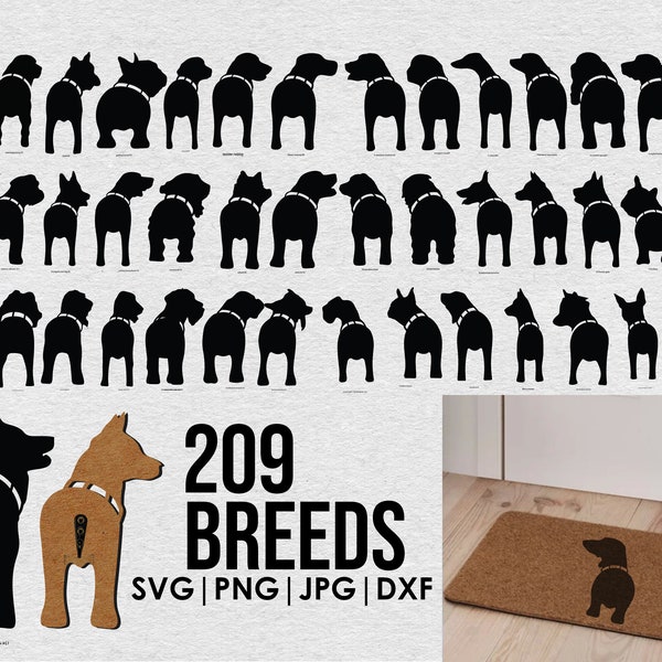 209 hondenriem houder silhouet bundel SVG, hond Butt Leash houder voor muur, hond hangend teken, SVG-bestand, digitale download, hond vorm Cricut.