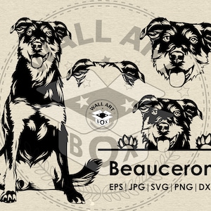 Beauceron Dog Clipart- Vector Clip Art Graphics-Digital Download-Cut Ready Files-CNC-Logo-Vinyl Sign Design eps, ai, svg, dxf, png- Cricut