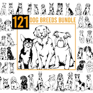 121 race Dog mega bundle dessin SVG, Png, eps, dxf, jpg Bundle, Chien plein corps ludique, Découpe laser Cricut, Tatouage, t-shirt, mug, Vecteur