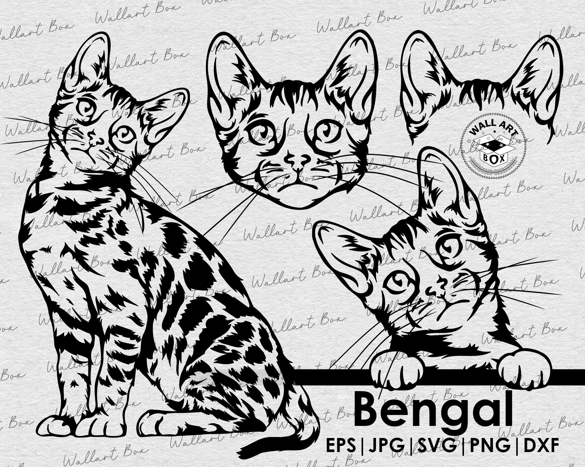 Bengal svg| Dog svg files for Cricut| Peeking dog clipart| Vector Image DXF Download| printable art| png| full body face ears