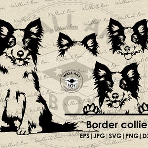 Border collie Dog SVG Cricut/ Cute Puppy Clipart/ Vector Image DXF Download/ printable art/ png/ Logo/ body peeking/ shirt/ Dog Svg/ Pet svg