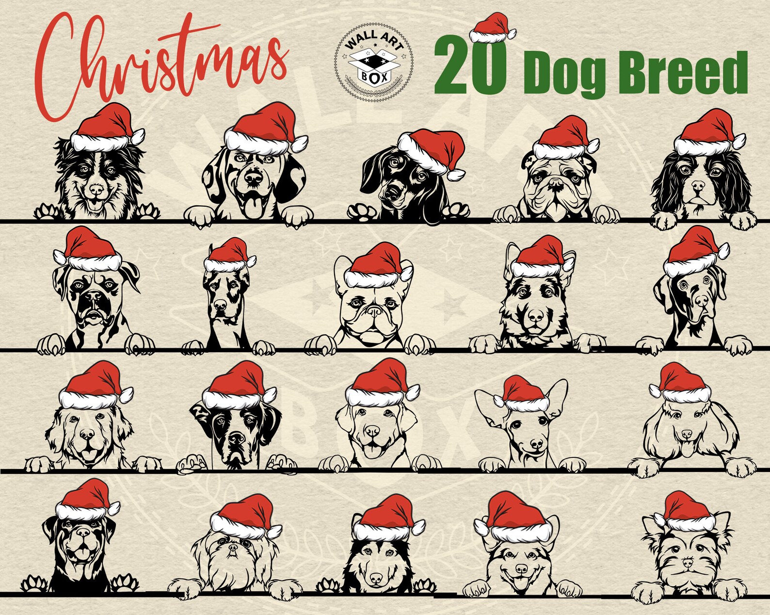 Christmas Dog SVG Bundle, Dog Santa Hat Clipart Cricut, Funny Face ...