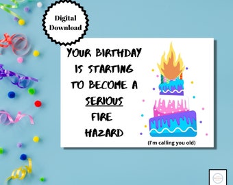 Printable Funny Birthday Card, Funny Birthday Card, Mean birthday Card, Digital Birthday Card, Instant Download, Birthday Card to Download