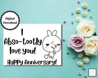 Printable Cute Anniversary Card, Anniversary Card, Adorable Anniversary Card, Instant Download, Pun Anniversary Card