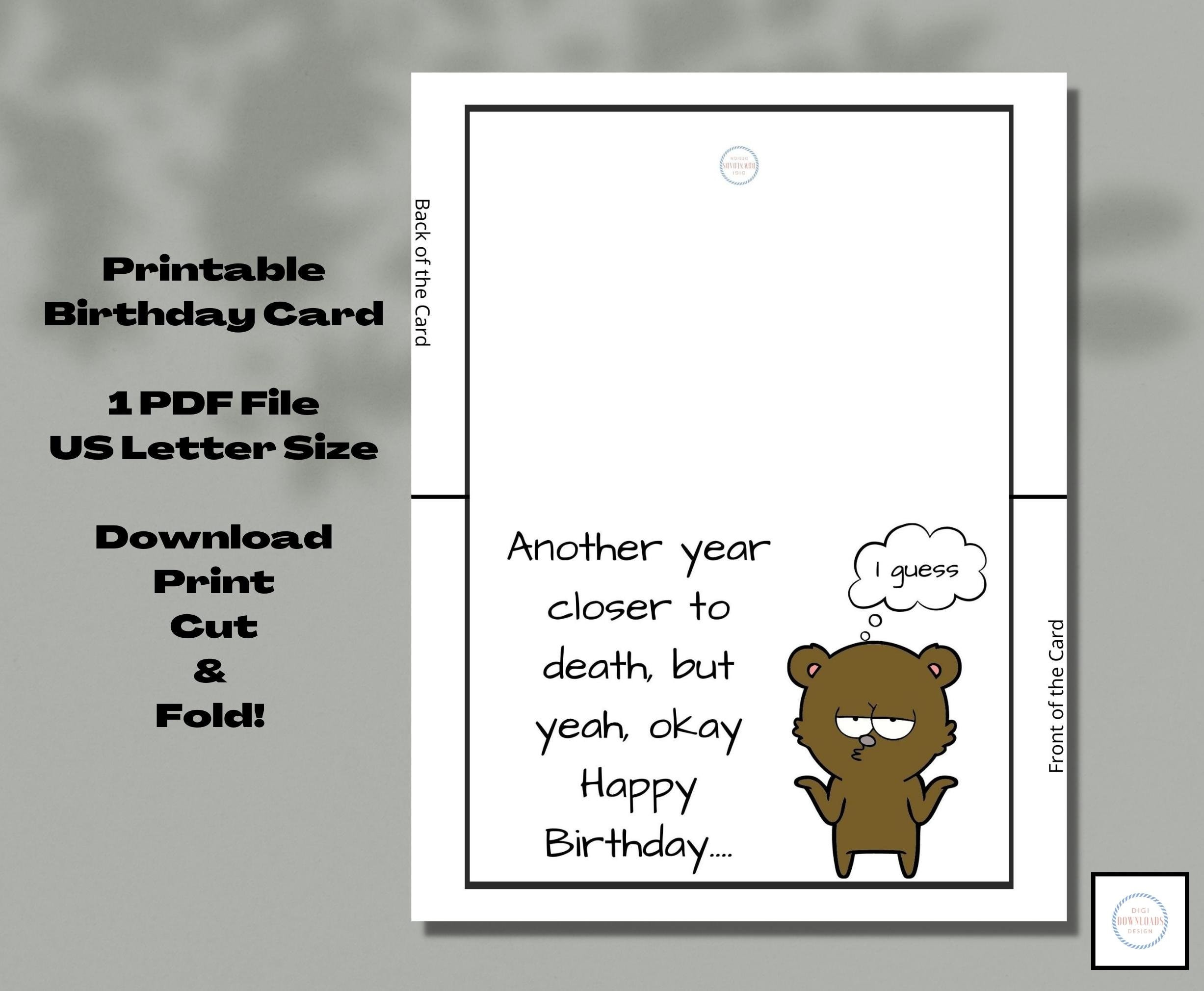 Printable Funny Birthday Card Sarcastic Birthday Card - Etsy