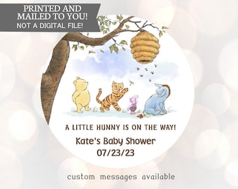 Winnie the Pooh, thank you for coming , Stickers, Baby Shower, Birthday, Honey Favors, Classic Winnie the Pooh Baby stickers