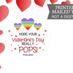 Poppin&#39; Valentine&#39;s Day Stickers for Kids,  Personalized Classroom Valentines Favors, Valentines Labels