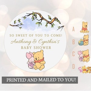 tan dulce de tu parte por venir, BEBÉ Winnie the Pooh, Pegatinas, Baby Shower, Cumpleaños, Favores de miel, Pegatinas clásicas de Winnie the Pooh Baby
