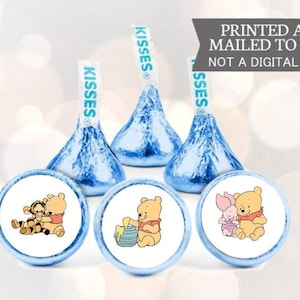 108 baby Winnie de Poeh chocolade kusstickers babyshower EN OF verjaardagsfeestje