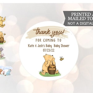 Winnie l’ourson, merci d’être venu, Autocollants, Baby Shower, Anniversaire, Honey Favors, Autocollants classiques Winnie the Pooh Baby