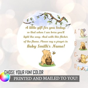 Kaars Stickers Baby Shower, Winnie de Poeh, Baby Shower, Verjaardag, Honing Gunsten, Klassieke Winnie de Poeh Baby Stickers,