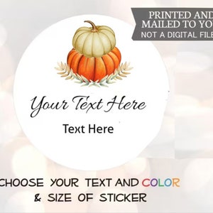 Pegatinas de calabaza rústicas personalizadas, despedida de soltera, baby shower, vegetación, calabaza blanca, calabaza naranja, etiquetas de favor de calabaza, hojas de otoño
