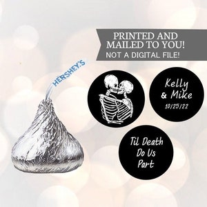 108 Halloween Til Death Do Us Part Hochzeitsaufkleber, Halloween Hochzeitsaufkleber, Halloween Hochzeitsbevorzugungen, süße Skelettbevorzugungen, Aufkleber