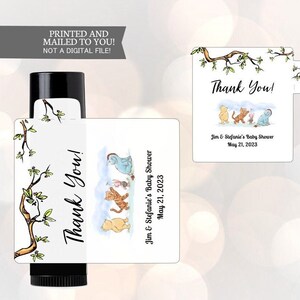 12 étiquettes de baume à lèvres, Winnie l'ourson, merci d'être venu, autocollants, baby shower, anniversaire, faveurs de miel, classique Winnie l'ourson bébé
