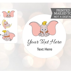 Dumbo Stickers, Circus Theme, Baby Shower, Birthday Party, Thank You, Personalized, Favor Bag Stickers, Jar Labels,