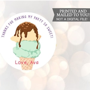 Ice cream  Birthday Sticker, Personalized, Thank You Stickers, Summer Party, Sweet Birthday, Ice Cream Theme, First Birthday, Ice Cream
