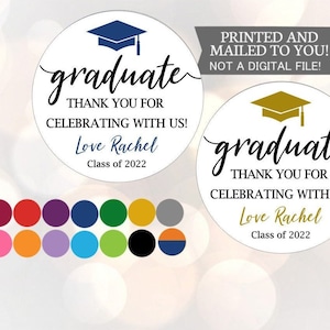 2023 Graduation Thank you Stickers, Graduation Favor Stickers, Class of 2022 Stickers, Thank You Stickers, Printed Favor Stickers