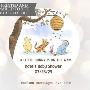 Winnie the Pooh, gracias por venir, pegatinas, Baby Shower, cumpleaños, favores de miel, pegatinas clásicas de Winnie the Pooh Baby